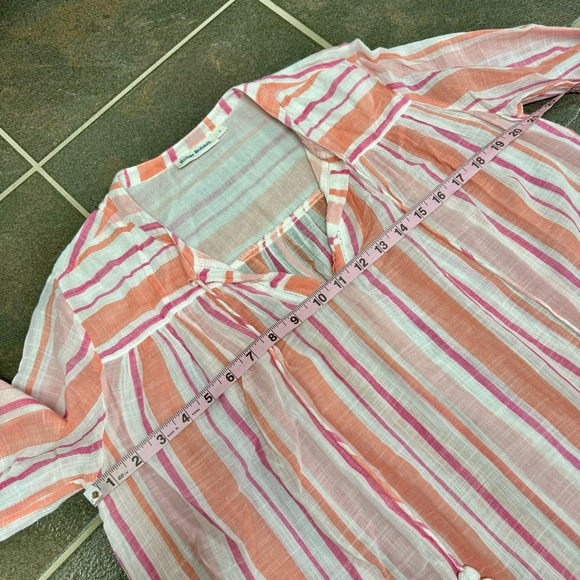 Roller Rabbit Tunic Swim Coverup Stripe Dress Tassels Pink Orange White Small S - Picture 9 of 12